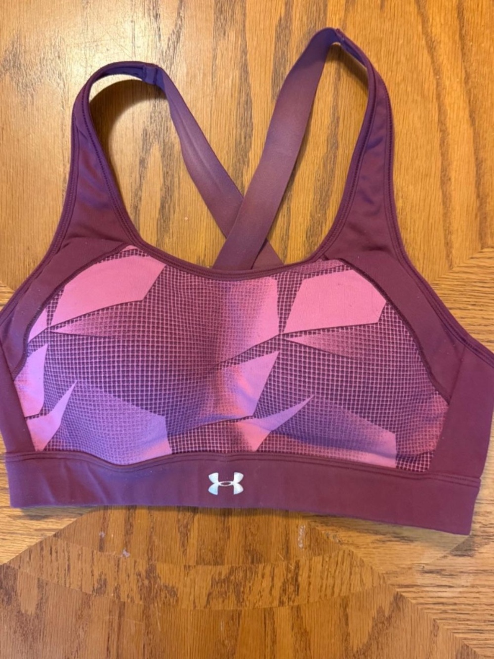 S/M Under Armour Pink High Impact cross-back sports bra